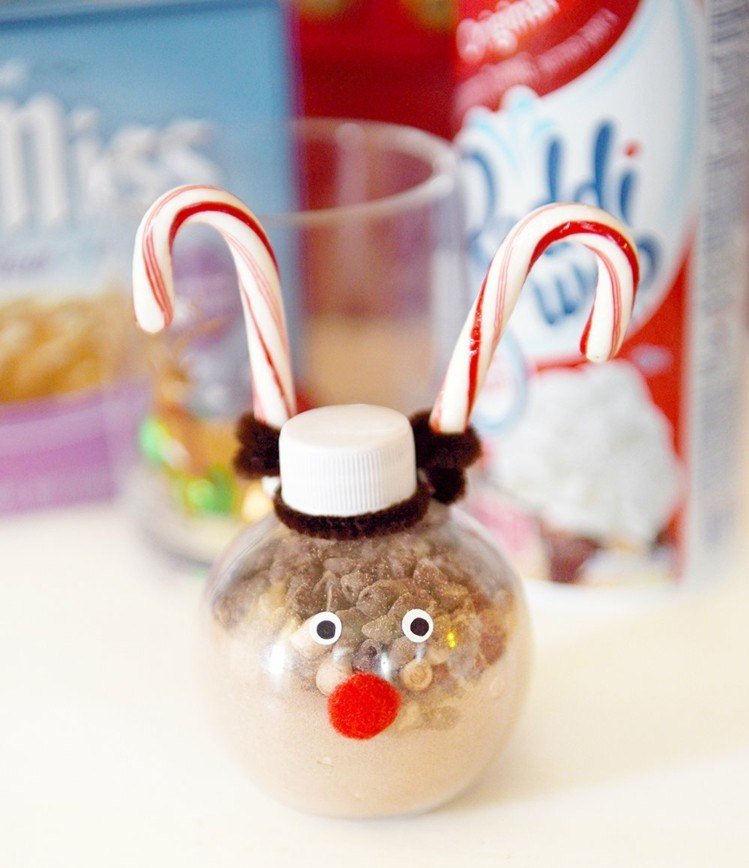 faça você mesmo bebendo chocolate idéia rena decoração fio de pelúcia Rudolph