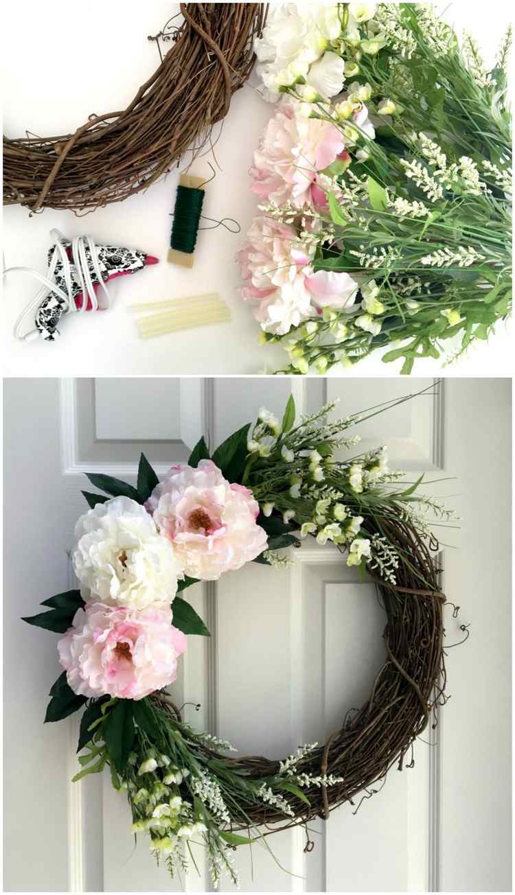 Guirlanda de videira para o verão, decorada com flores artificiais
