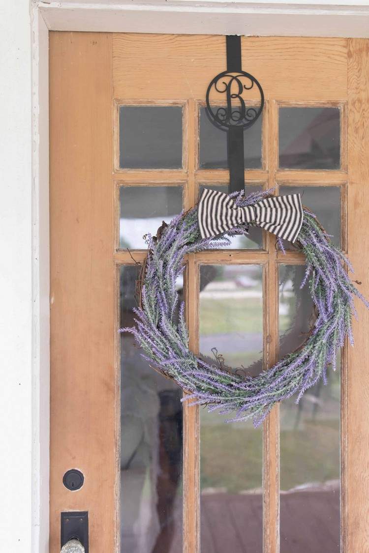 Guirlanda de verão para porta de alfazema artificial