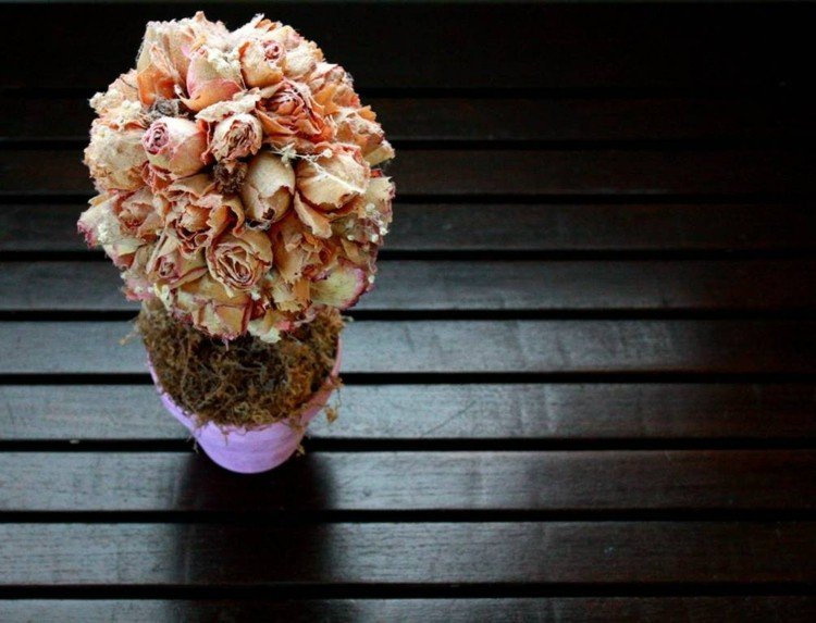 bouquet-faça-você-mesmo-rosa-rosas-vintage-vaso de flores secas