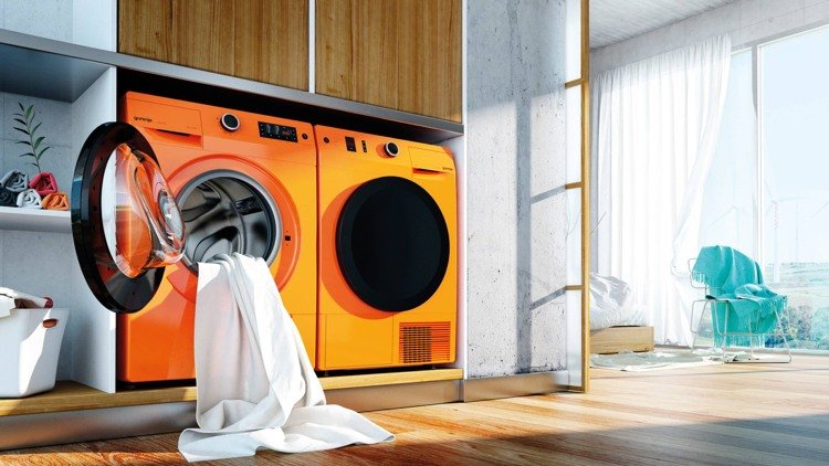 Secador na máquina de lavar -cor-acento-design moderno