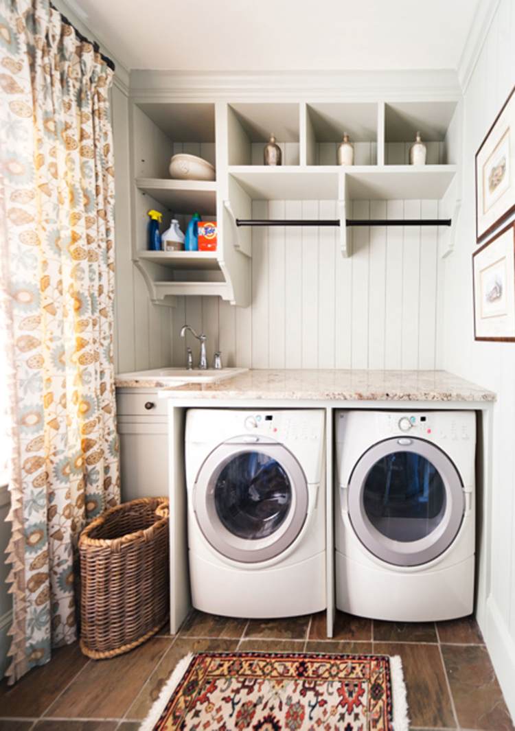 secadora-máquina de lavar-lavanderia-quarto-estreito-massas-estilo vintage-casa de campo