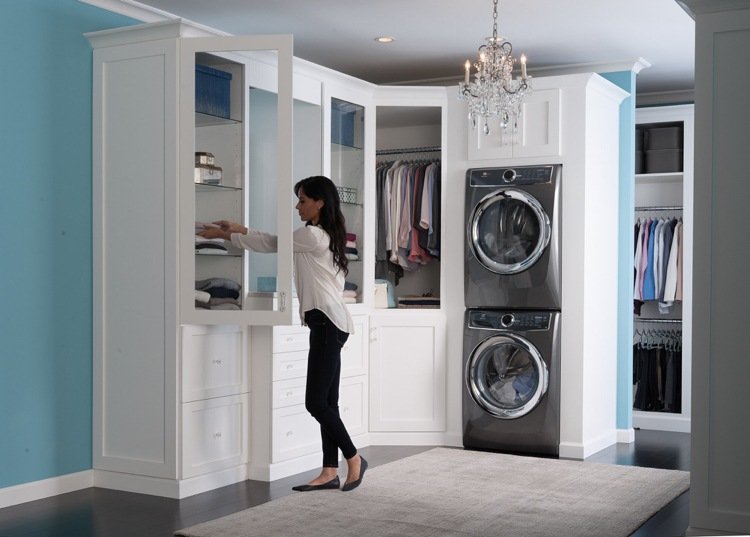 Secador na máquina de lavar - vestiário - closet - branco - luxo