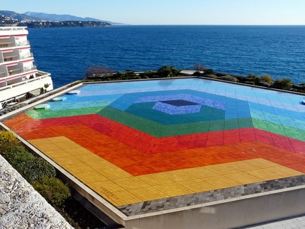 aquecedor de design de piscina colorida e ecológico