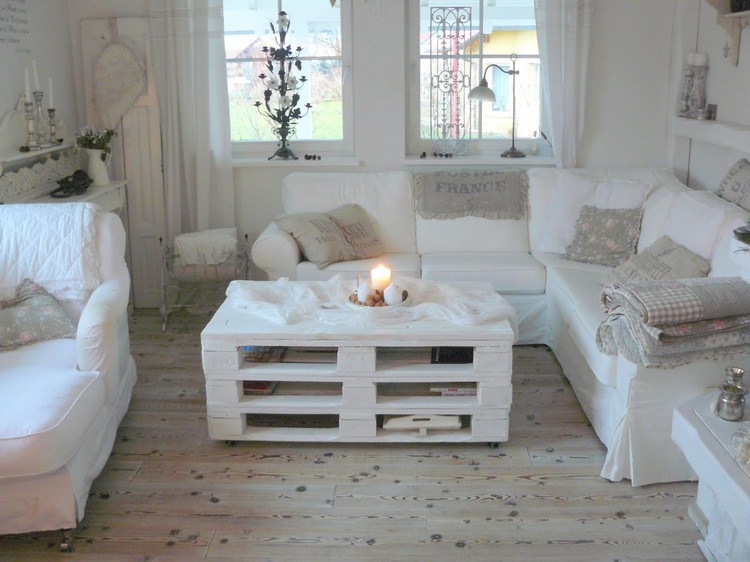 sala de estar-mobiliário-branco-estilo-surrado-chique-branco-palete-mesa de centro