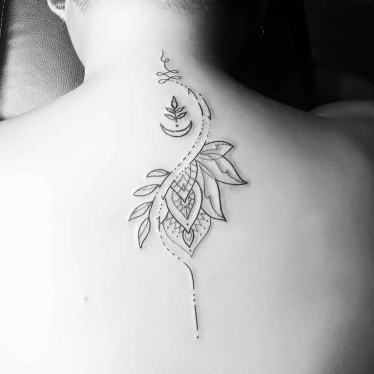 Unalome Lotus Significado Back Tattoo Design For Women Ideas