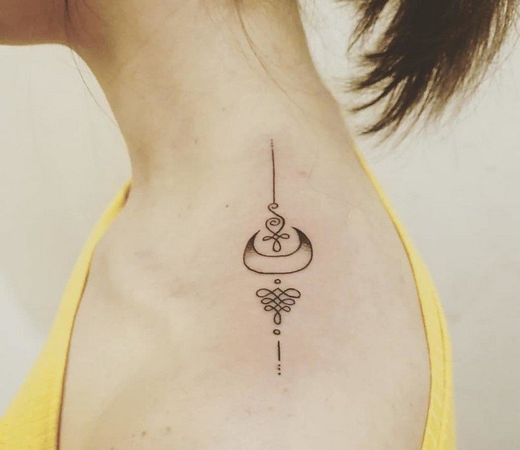 Símbolo de Unalome Budismo pequenas tatuagens com significado