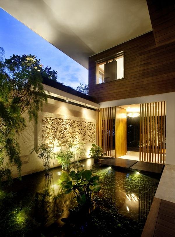 pátio com design de jardim moderno