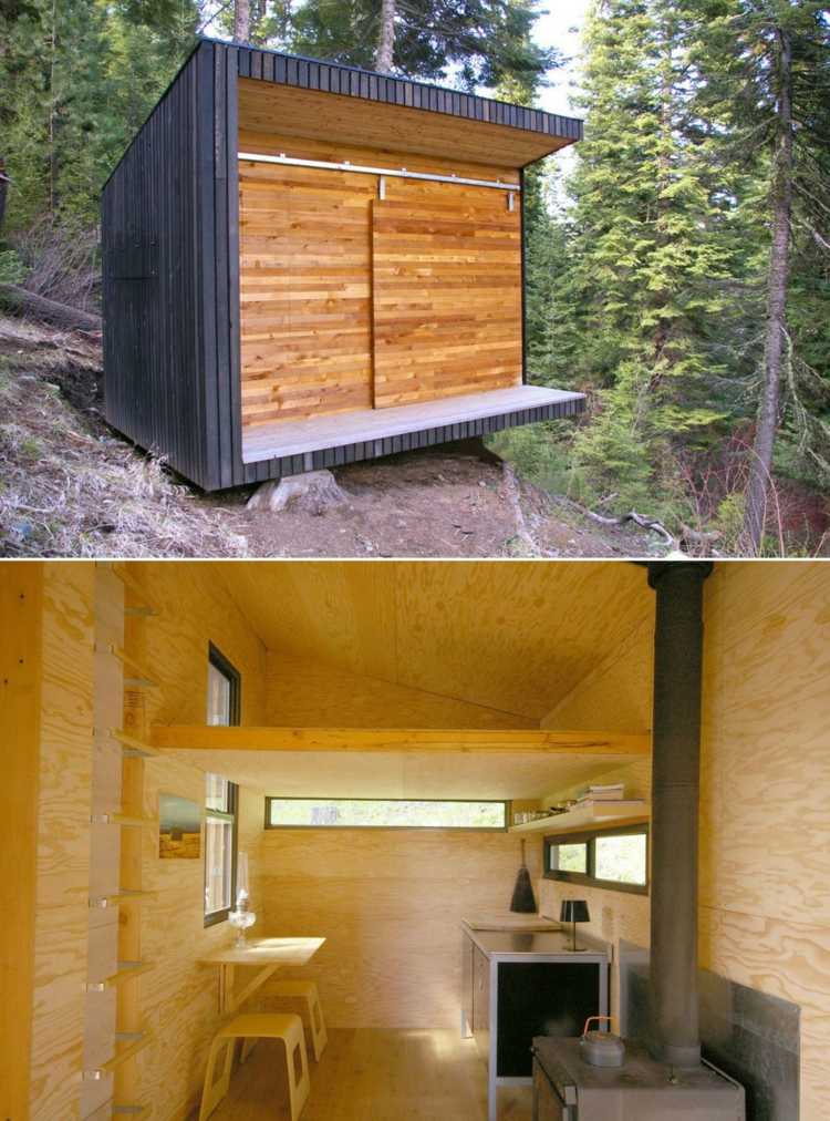 férias-nos-Alpes-oregon-usa-cabana-madeira-tiras-dormitório-área de jantar