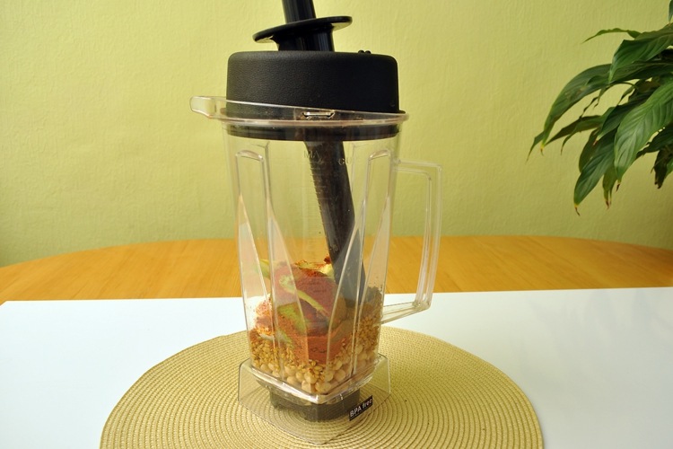 misturador de homus de receita vegan pueree preparação rápida