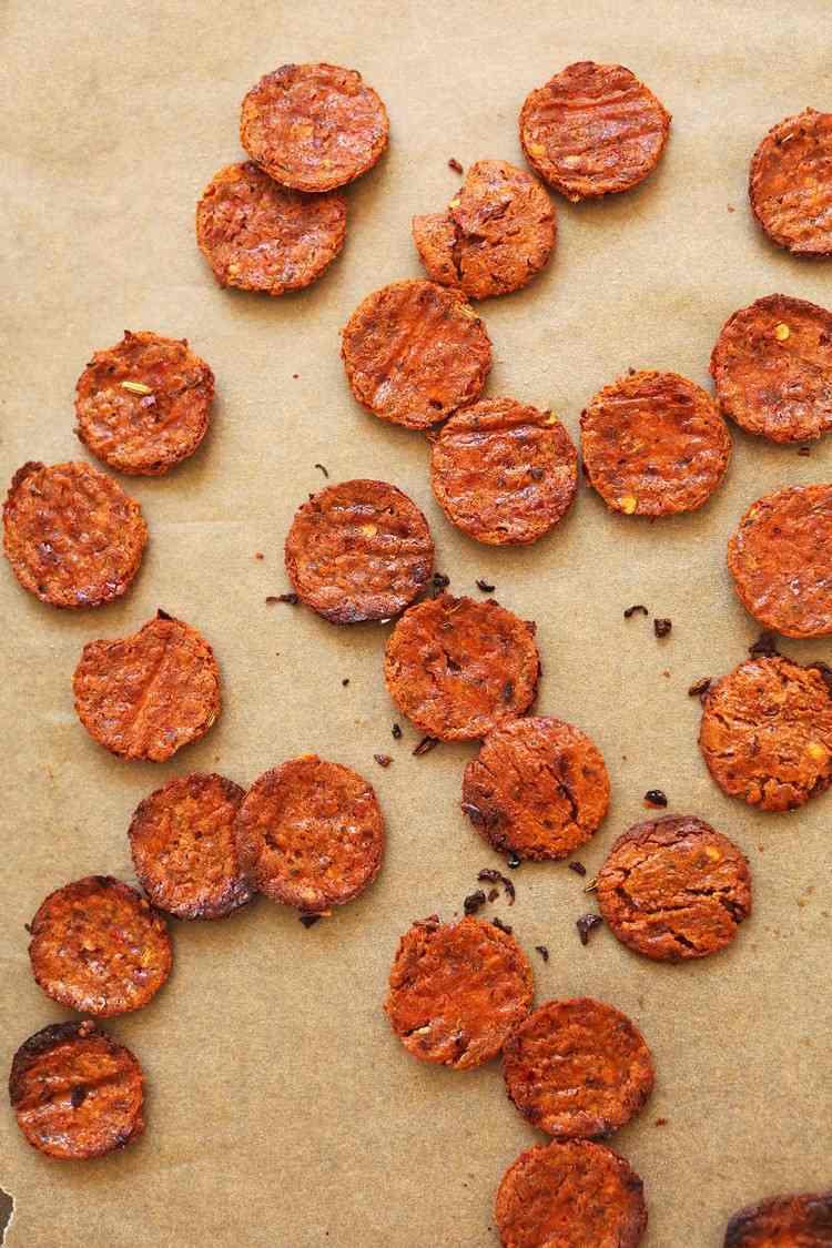 Salame de pimenta vegan sem glúten para pizza