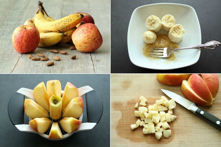 bolo de maçã-vegan-ingredientes-banana-amêndoas-maçãs-prepare-core-dice