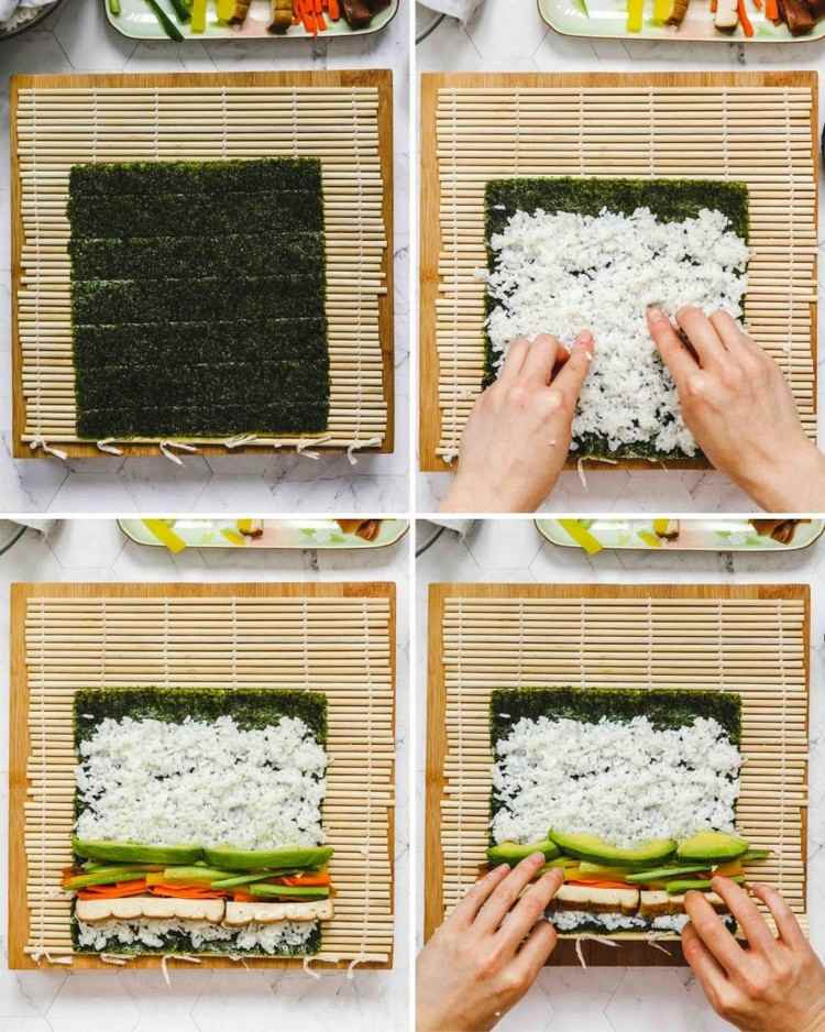 Instruções passo a passo para enrolar sushi