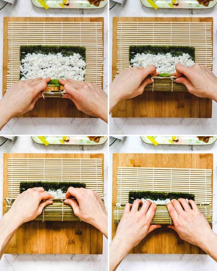 Instruções passo a passo do sushi roll