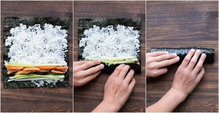 Instruções para enrolar sushi