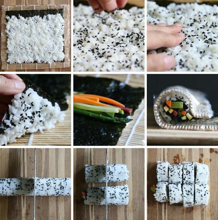 Faça você mesmo sushi vegano California Roll Ura-Maki