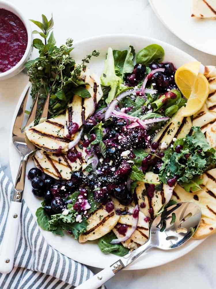 receita de salada de queijo halloumi grelhada receitas grelhadas vegetarianas com queijo feta