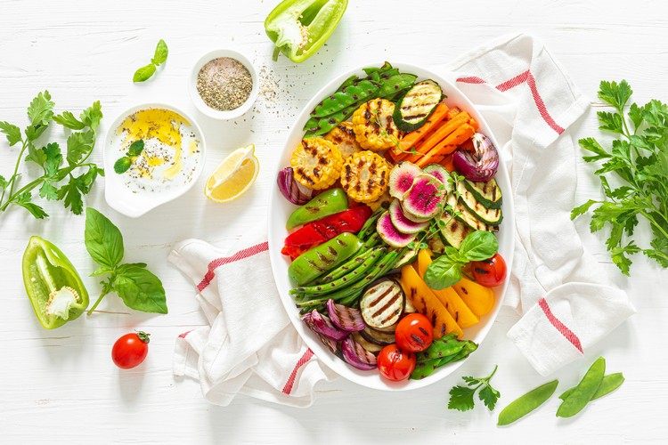 Receita de vegetais assados ​​receitas grelhadas vegetarianas fáceis