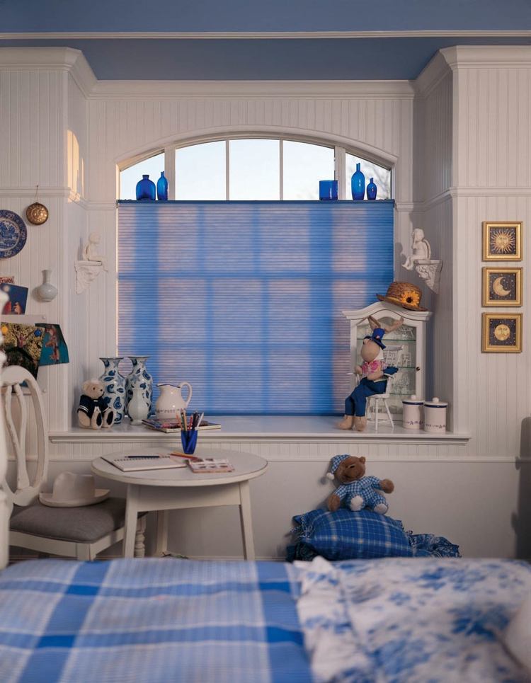 decoração de janela-escurecimento-proteção de privacidade-plissado-azul-quarto infantil-opaco