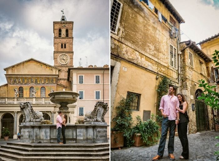 caminhada pela fonte de Roma na cidade velha, plantas para festa de noivado