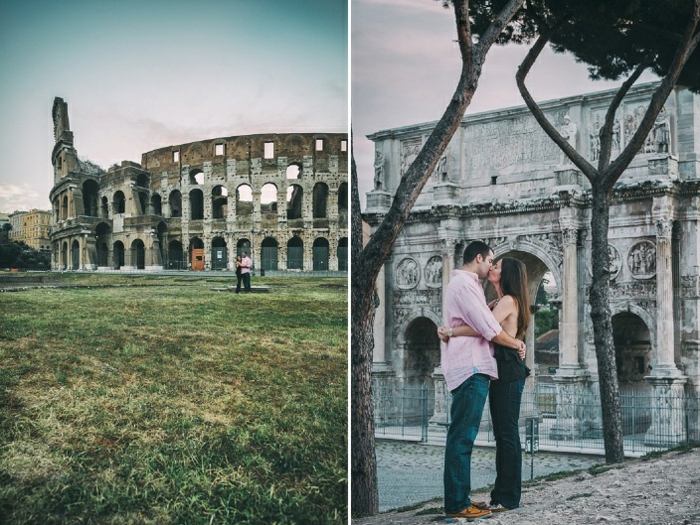 festa de noivado roma feriado coliseu ideia beijo foto