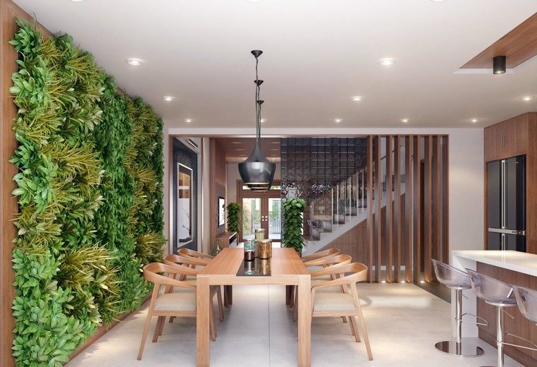 jardim vertical sala de jantar-cozinha-plantio de paredes