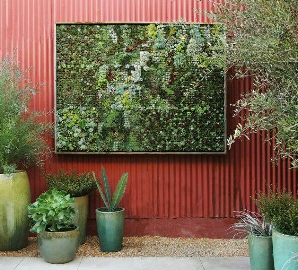 parede verde colocada em plantas de casa com parede vermelha