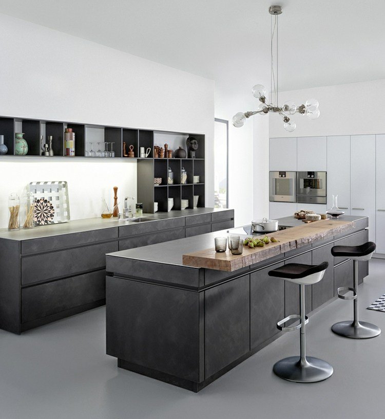Betão de cozinha em preto para um visual elegante