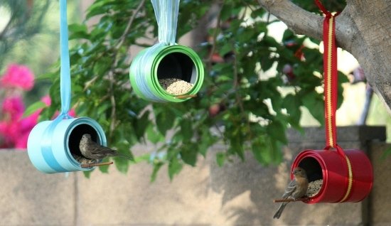 Pássaros no jardim no inverno alimentam-se do inverno