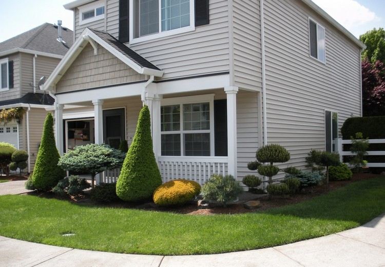 front-garden-design-easy-care-decorative-trees-arbusto-cascas-mulch