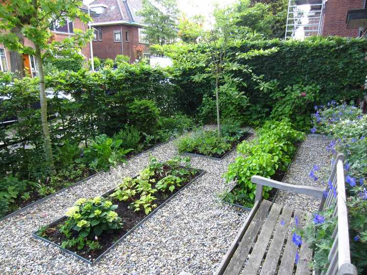 design-front-garden-easy-care-cascalho-banco-arbustos-hedge de privacidade