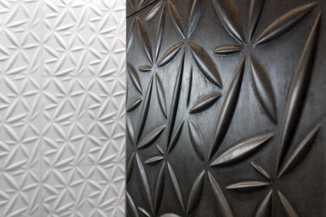 Decoração de parede de azulejos de padrão de flor 3D em preto e branco