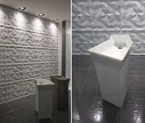 Revestimento de parede azulejos brancos 3d