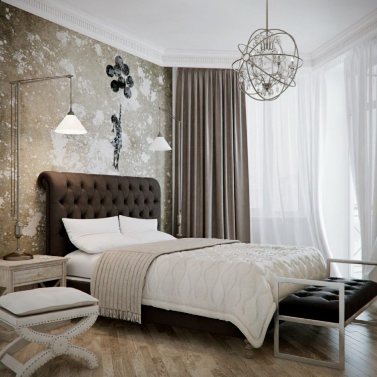 parede-idéias-quarto-cinza-branco-lustre-cristal-moderno