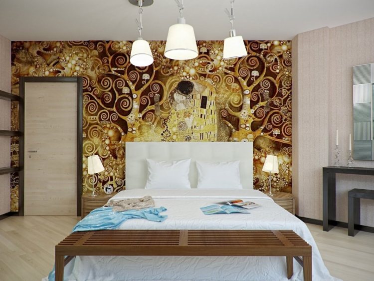 wall-painting-ideas-bedroom-klimt-wall-painting-artwork-the-kiss