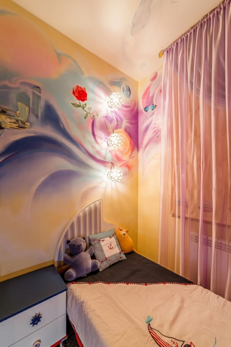 pintura de parede no berçário menina romântica rosa roxo nuances