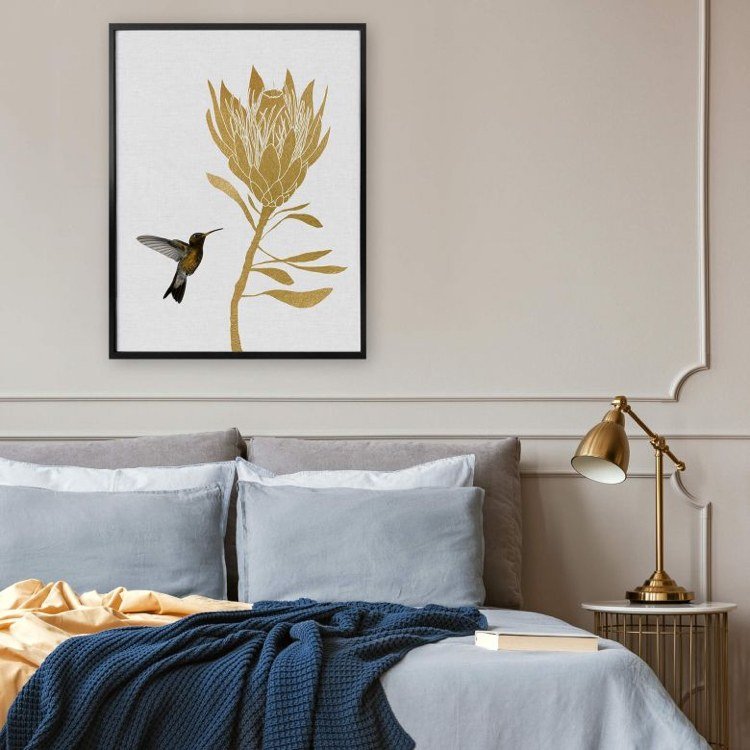 Mural de acordo com o Feng Shui para o pássaro e a flor do quarto
