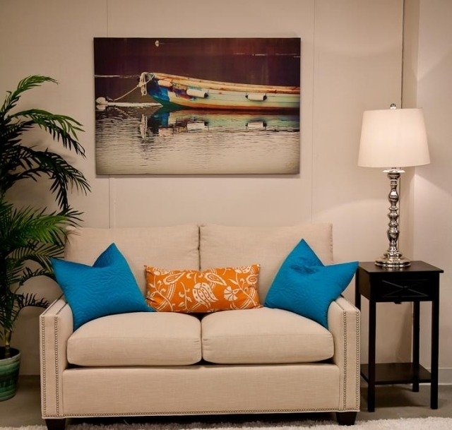 decoração de parede-ideias-sala de estar-tecido-tela-cores-móveis coordenados