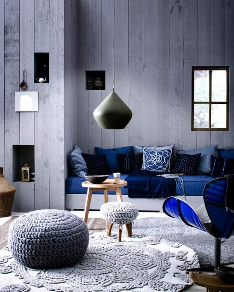 parede-cor-cinza-combinando-decoração-idéias-azul-revestimento de parede-óptica-placas de madeira
