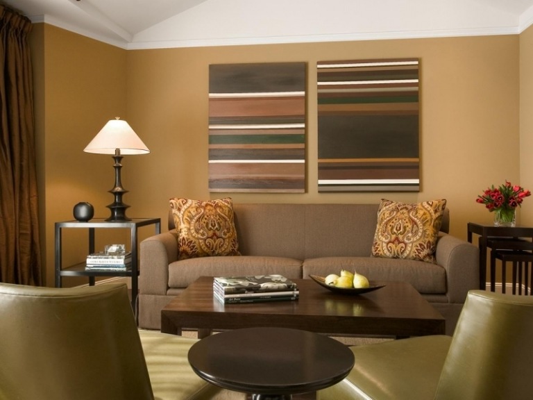 Ideias para sala de estar com pintura em marrom chocolate