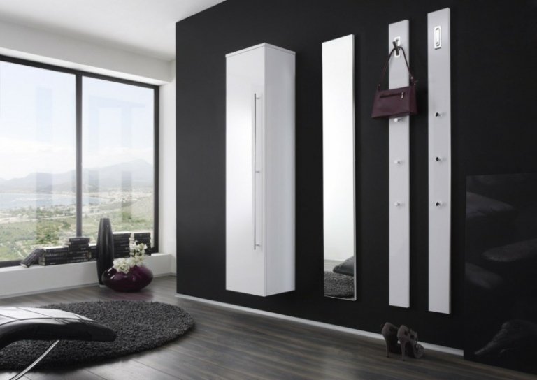 Espelho de painel branco de design de cabideiro de parede