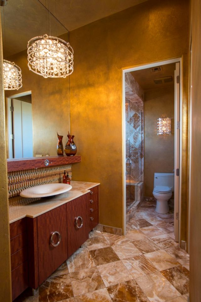 Idéias de design de parede de gesso de parede dourada com efeito aveludado cintilante