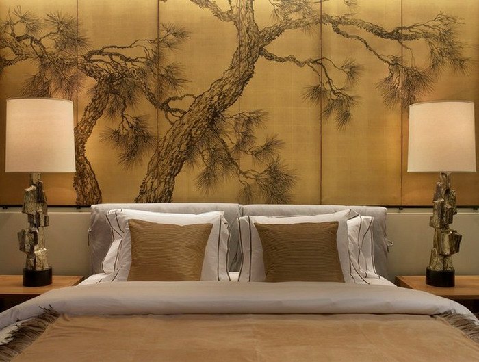 Árvores-asiático-ponto de vista-design de parede