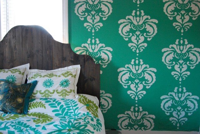 parede-padrão-quarto-ideia-damasco-verde-branco