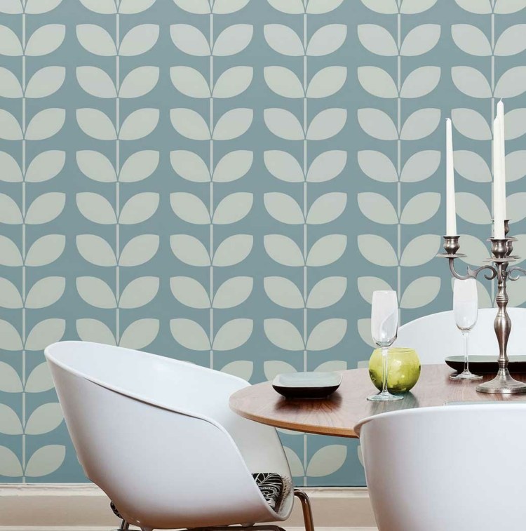 pinte o seu próprio padrão de parede móveis de sala de jantar blaetter azul claro mesa de jantar branco
