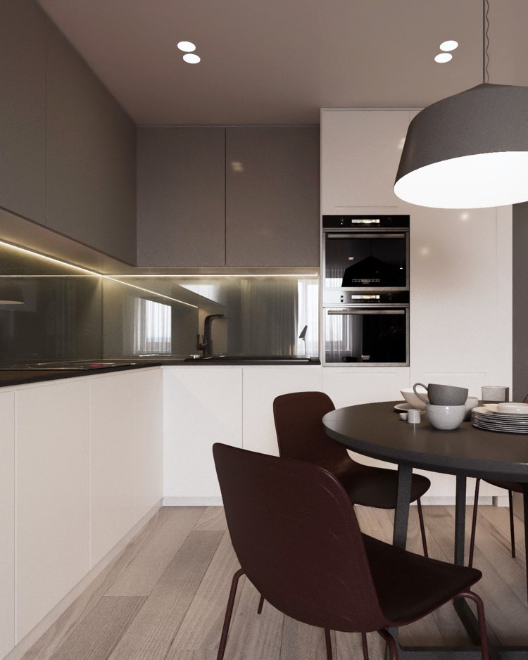 Painéis de parede para cozinha -cozinha espelho-moderno-preto-branco-nobre-vidro
