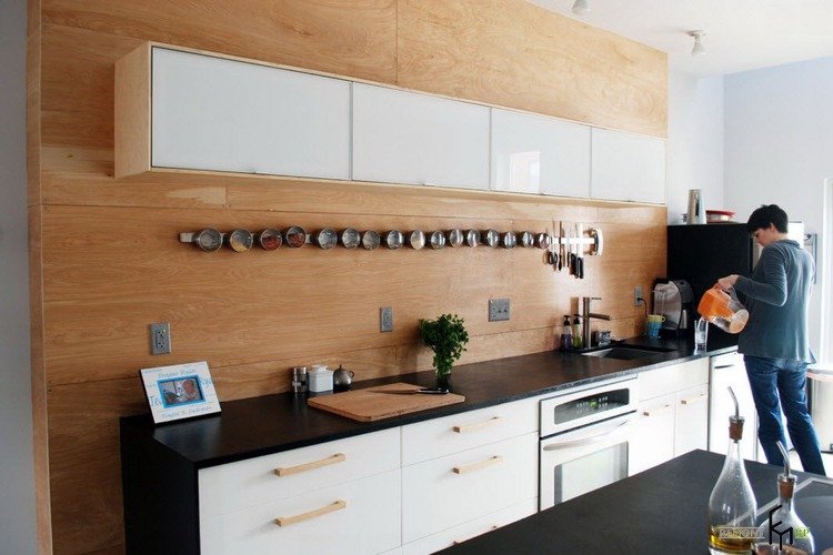 painéis de parede-cozinha-espelho de cozinha-moderno-madeira-preto-branco