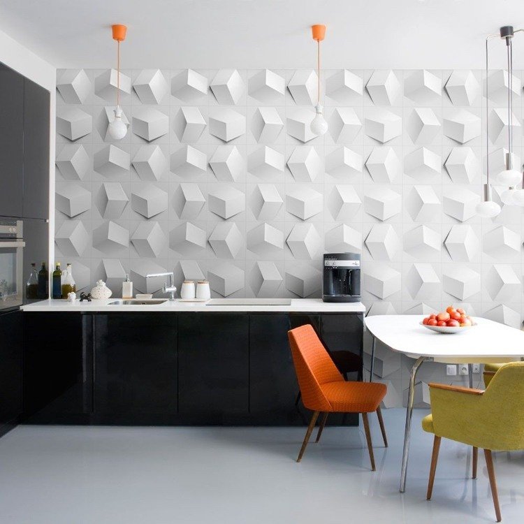 painéis de parede-cozinha-cozinha-espelho-moderno-3d-branco-geométrico