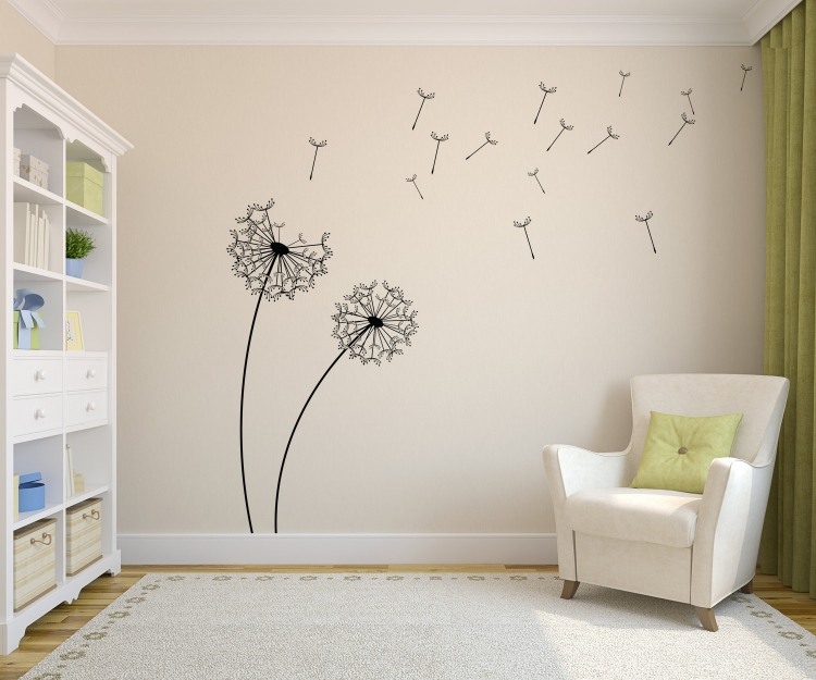 Decalque de parede-dente-de-leão-decoração-quarto infantil-caxemira-pintura de parede