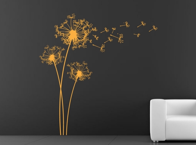 wall-decal-dandelion-decoration-yellow-on-black-wall